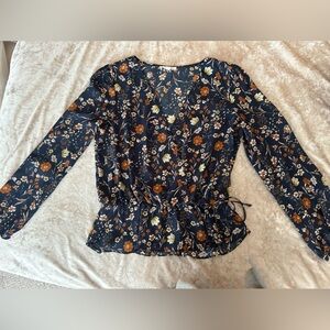 Nine Britton V-Neck Blouse with Floral Print